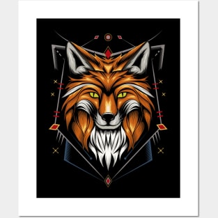 Fox illustration design Posters and Art